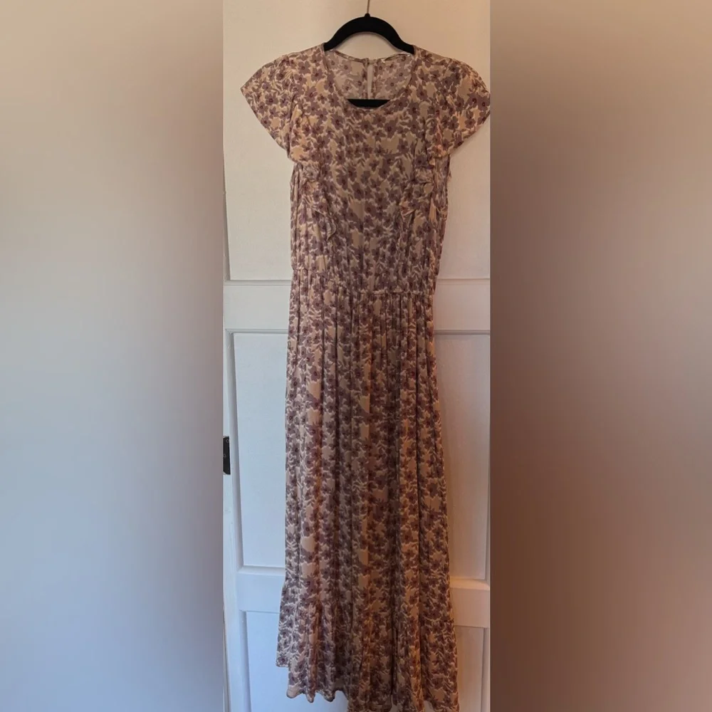 NWT Floral Ruffle‎ Sleeve Midi Dress Women’s Size Small